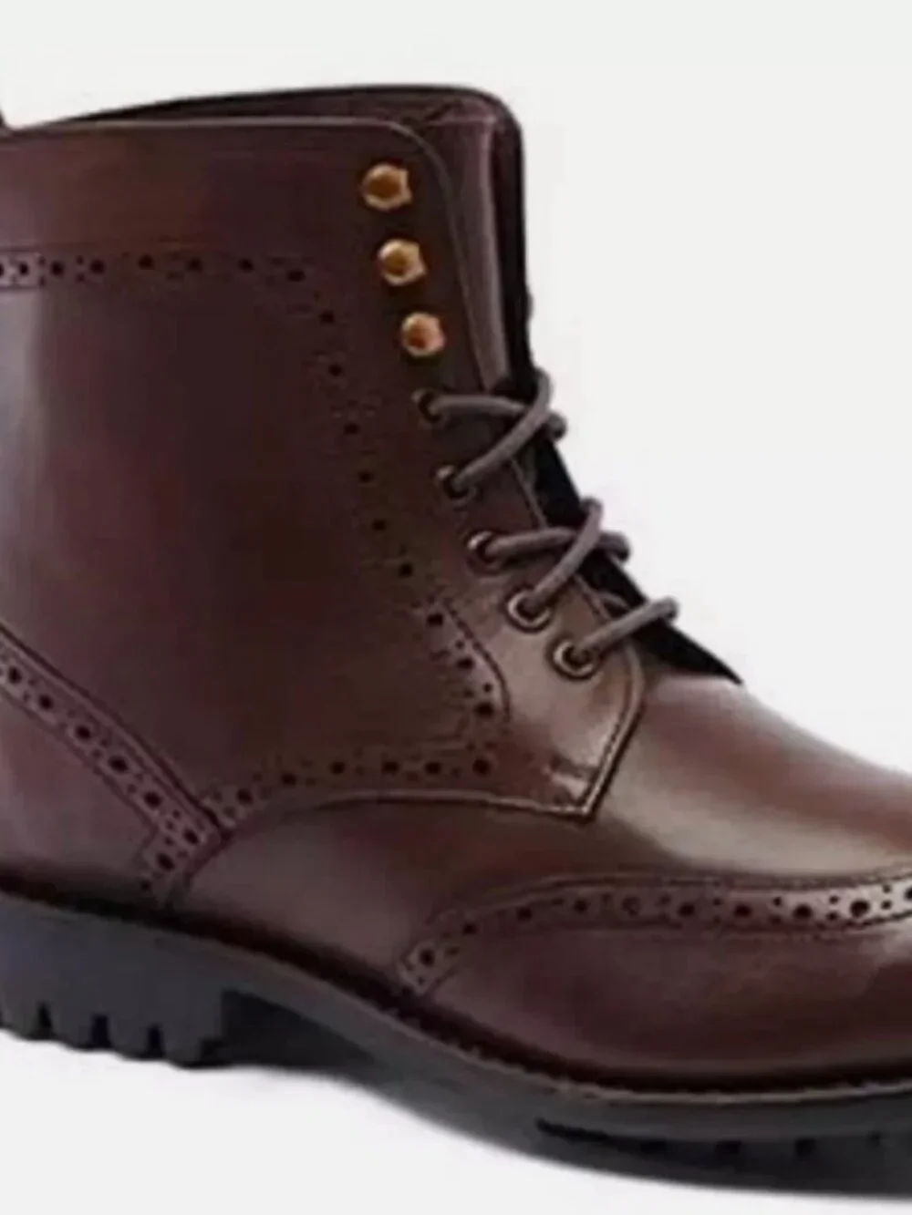 Anthony Veer Grant Men's Wingtip Oxford Leather Boot -Chocolate Brown Size10.5